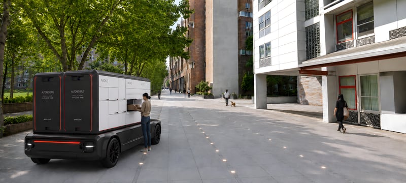 Street view of residents collecting parcels from Parcel Locker AV.
