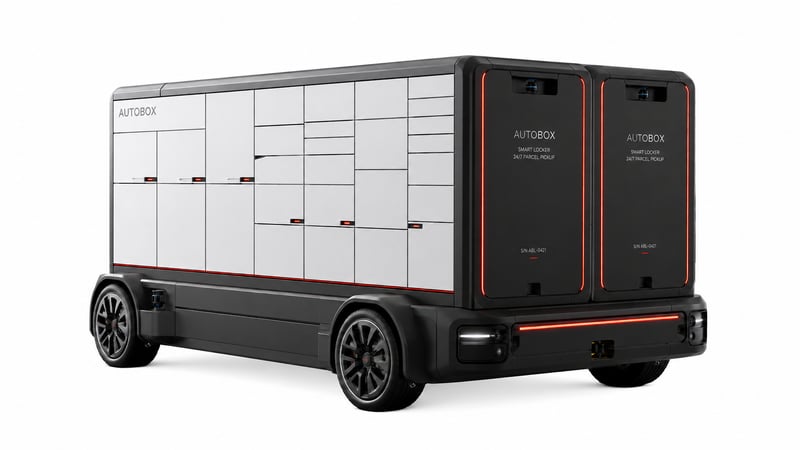 Parcel Locker AV consist of two locker cabinet mounted on top of the Freight AV chassis.