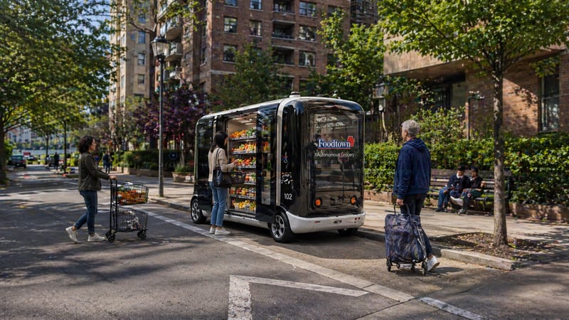 Second neighborhood service point illustrating how the grocery AV network can rotate between residential nodes across the island.
